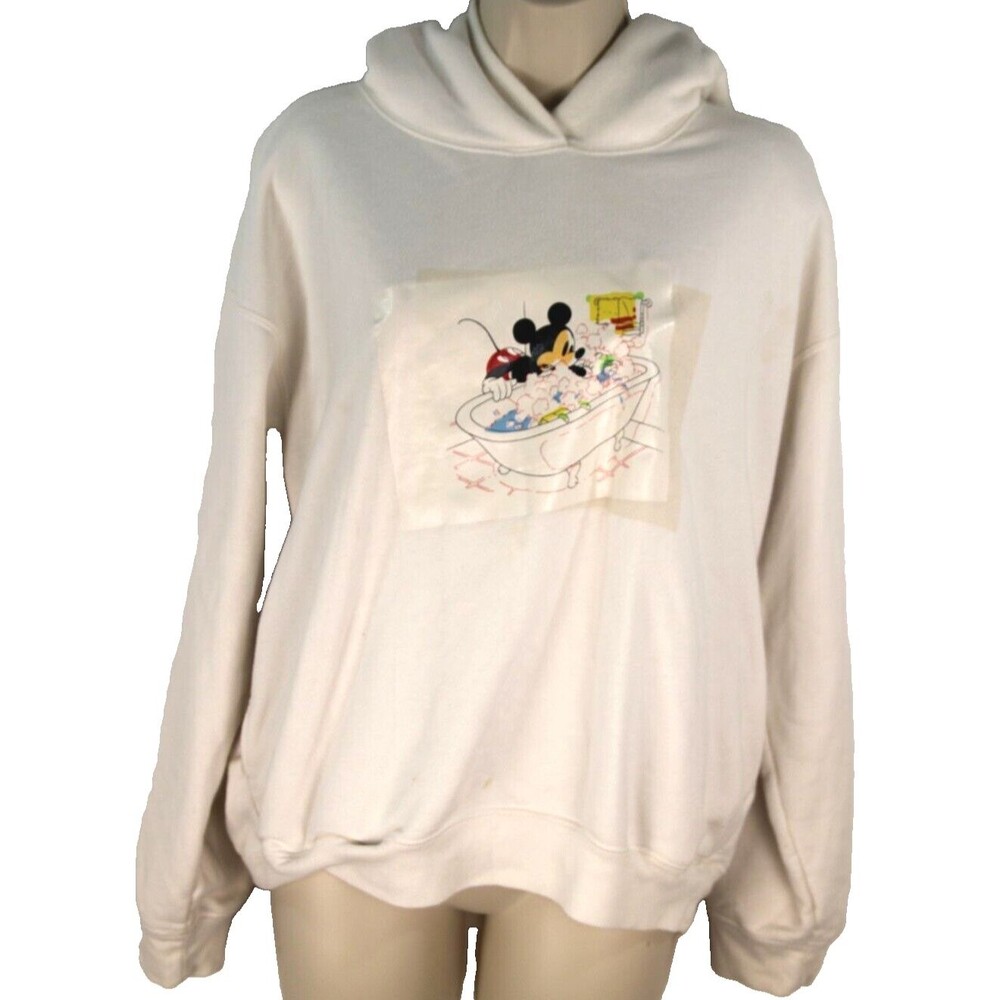 Uniqlo UT Mickey Hoodie Women’s M White Disney Sweatshirt Bath Time Mickey